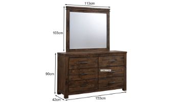 Picture of  [FLOOR MODEL CLEARANCE] VENTURA 6-Drawer Oak Dresser with Mirror 