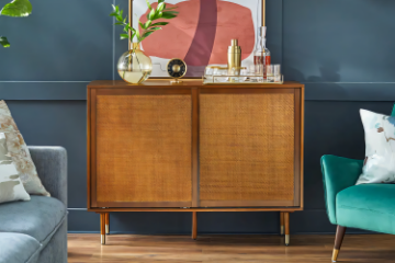 Picture of  [FLOOR MODEL CLEARANCE] TRIBECA Sliding Door Sideboard Cabinet with Solid Wood Legs