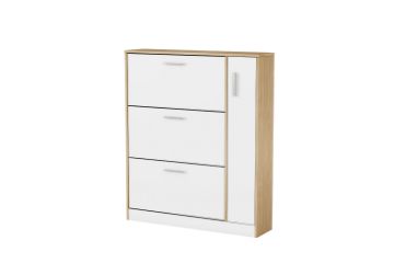 Picture of YORU 100 1-Door 3-Drawer Shoe Cabinet  (Oak & White)