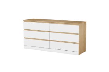 Picture of YORU 160 6-Drawer Dresser (Oak & White)