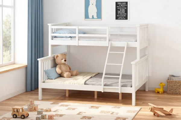 Picture of FORESTER Solid Wood Single-Double Bunk Bed (White)