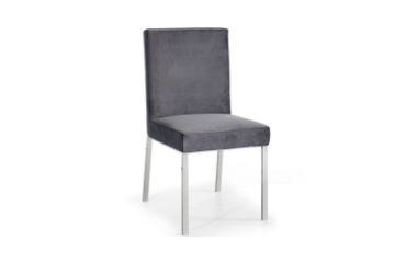 Picture of [FLOOR MODEL CLEARANCE] MARCANO Velvet Dining Chair with Silver Stainless Steel Frame (Grey)
