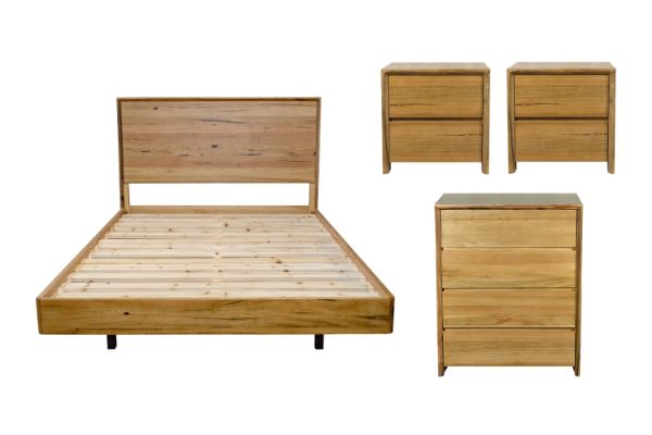 Picture of BRITTON Australian Marri Hardwood Bedroom Combo Set - 4PC Queen