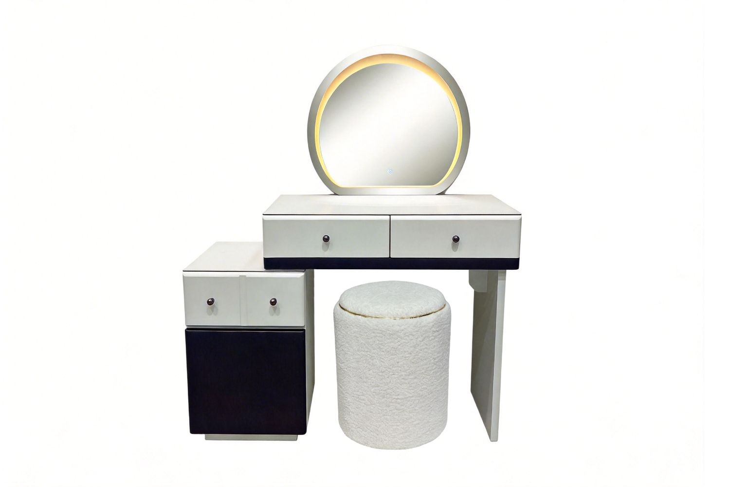 GLOW 3-Drawer Extension Dressing Table with LED Mirror and NOOK Makeup ...