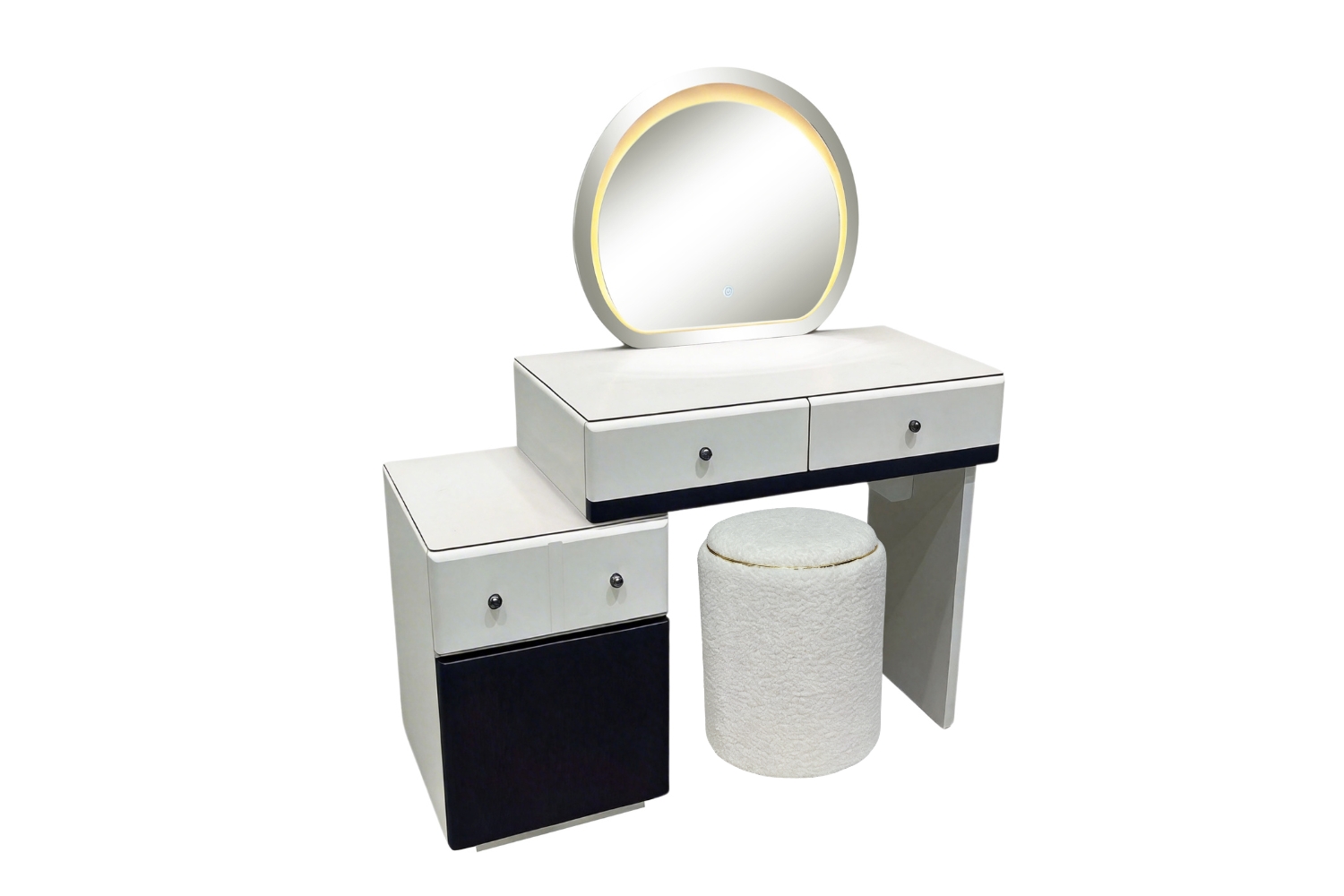 GLOW 3-Drawer Extension Dressing Table with LED Mirror and NOOK Makeup ...