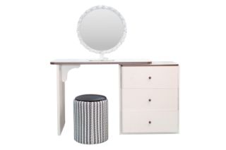 Picture of ELYSIA 3-Drawer Extension Dressing Table with LED Mirror and Makeup Stool Set