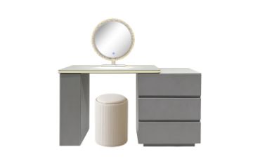 Picture of NOOK 3-Drawer Dressing Table with LED Mirror and Makeup Stool Set