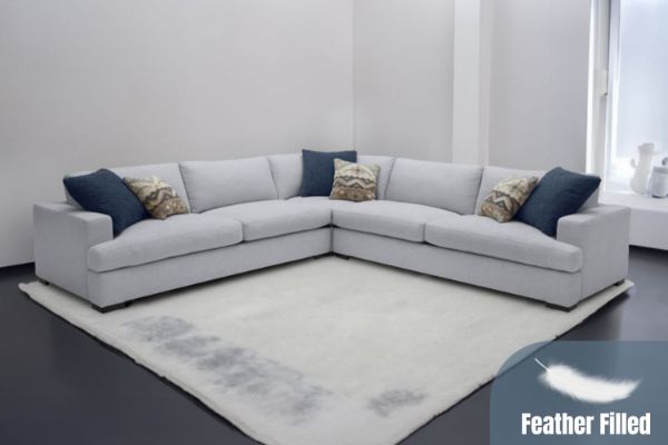 Picture of   [FLOOR MODEL CLEARANCE] GOODWIN Feather Filled Sectional Sofa - Dust, Water & Oil resistant (Light Grey)