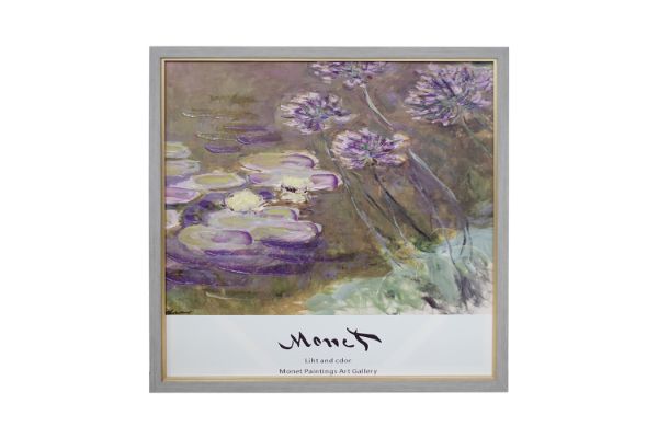Picture of 367-008 Hand-Finished Canvas Decorative Wall Art (70×70cm) - Water Lilies and Agapanthus (1923) by Claude Monet 