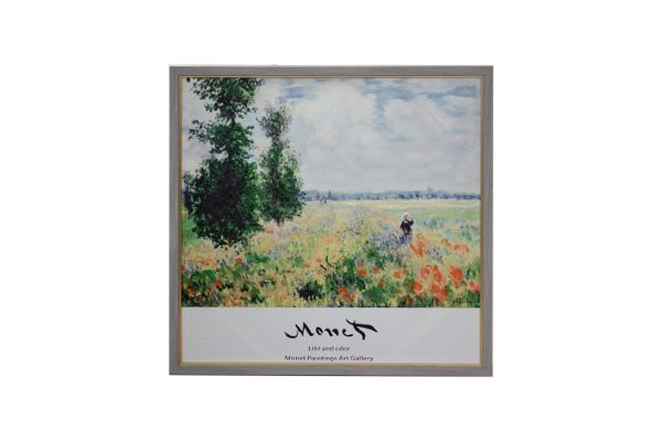 Picture of 367-010 Hand-Finished Canvas Decorative Wall Art (80×80cm) - Poppy Fields Near Argenteuil (1875) by Claude Monet 