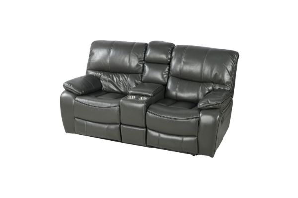 Picture of  [FLOOR MODEL CLEARANCE]  PASADENA 2RRC Reclining Sofa (Grey) - 2 Seat with Storage Console & Drawer & LED Light
