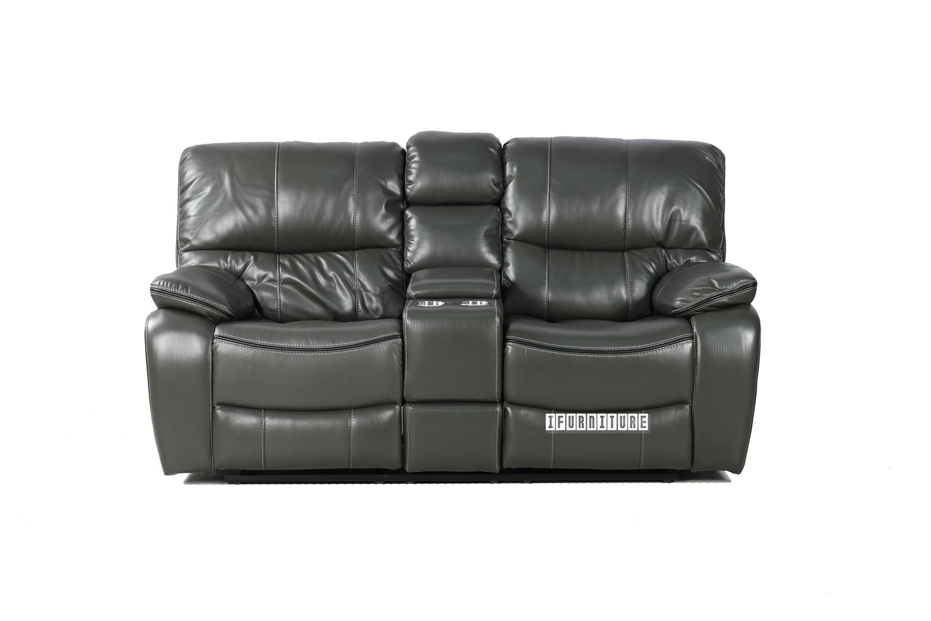PASADENA Reclining Sofa (Grey) - 2 Seat with Storage Console, Drawer ...