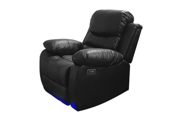Picture of [FLOOR MODEL CLEARANCE] MODENA Reclining Sofa (Black) - 1 Seat Recliner Chair (1R)