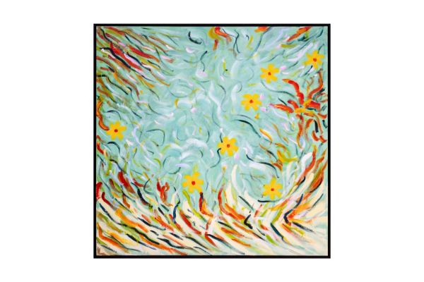 Picture of 389-005 Hand Oil Painting Canvas Wall Art with Black Frame(100x100CM)