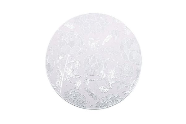 Picture of 371-007 Silver Peony Placemat with White Base 38CM