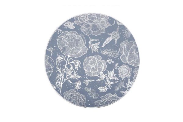 Picture of 371-011 Silver Peony Placemat with Blue Base 38CM