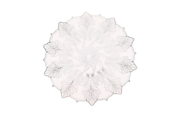 Picture of 371-022 Silver Feathers Placemat in White (38CM)