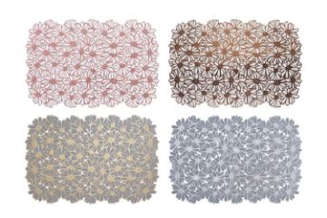 Picture of 371-026/027/028/029 Chrysanthemum Placemat in Pink/Brown/Blue & Gold/Blue & Silver