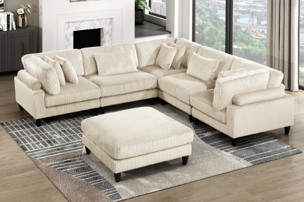 Picture of VIANNA Corduroy Sectional Modular Sofa Range (Beige)