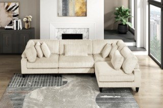 Picture of VIANNA Corduroy Sectional Modular Sofa Range (Beige) - 4PC Big Combo Set