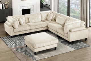 Picture of VIANNA Corduroy Sectional Modular Sofa Range (Beige) - 6PC Big Combo Set
