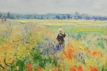 Picture of 367-010 Hand-Finished Canvas Decorative Wall Art (80×80cm) - Poppy Fields Near Argenteuil (1875) by Claude Monet 