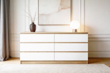 Picture of YORU 160 6-Drawer Dresser (Oak & White)
