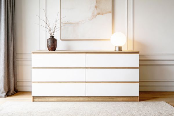 Picture of YORU 160 6-Drawer Dresser (Oak & White)