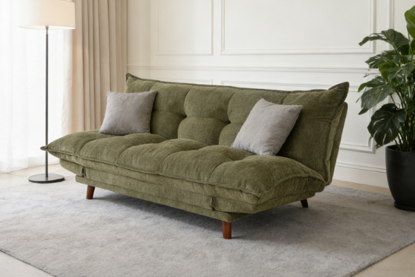 Picture of PILLOW Sofa Bed with Adjustable Backrest & Side Arm Cushions (Green)