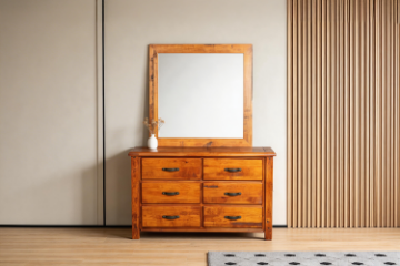 Picture of RIVERWOOD 6-Drawer Dresser with Mirror (Rustic Pine)