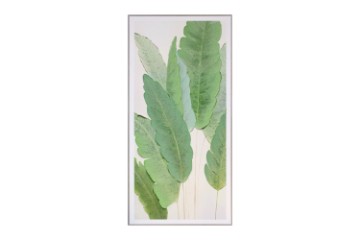 Picture of 368-002 Green Leaves Semi Hand Oil Painting Canvas Wall Art with Aluminum Alloy Frame (80×160cm)