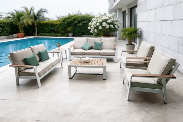 Picture of BONDI 6PC Aluminium Outdoor Lounge Sofa Set (White)
