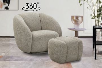 Picture of EMERY 360° Swivel Armchair/Sofa Lounge Chair with Ottoman