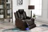 Picture of FAIRWAY Air Leather Dual Motor Reclining Sofa Range with Cup Holders & Storage & Bluetooth Speaker & USB Port, Power Socket & Wireless Charging & LED Lighting (Brown)