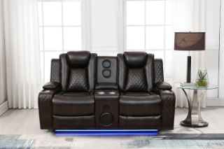 Picture of FAIRWAY Air Leather Dual Motor Reclining Sofa Range (Brown) - 2 Seat with Console & Bluetooth Speaker & Wireless Charging (2RRC)