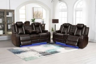 Picture of FAIRWAY Air Leather Dual Motor Reclining Sofa Range (Brown) - 3RRC+2RRC Sofa Set