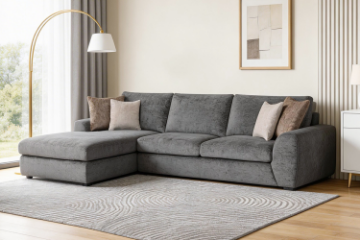 Picture of HAYVA Feather-Filled Fabric Chaise Facing Left Sectional Sofa