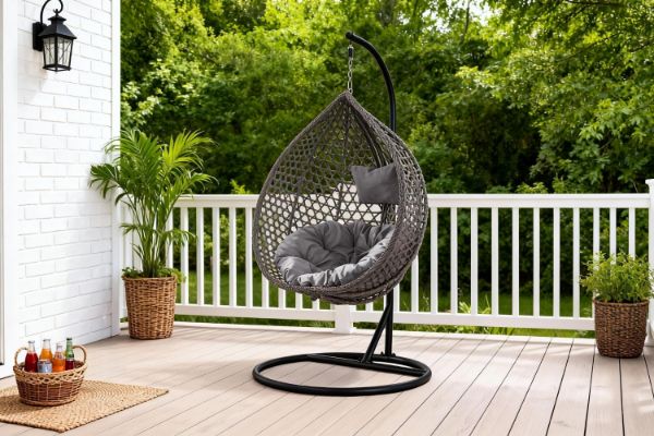 Picture of DAKOTA Rattan Outdoor Hanging Egg Chair (Grey)