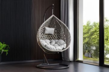 Picture of DAKOTA Rattan Outdoor Hanging Egg Chair (Grey)