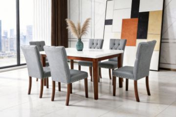 Picture of SOMMERFORD Marble Top 7PC Dining Set (White)
