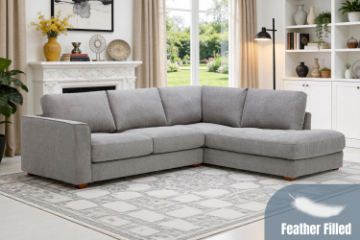 Picture of HEARTLAND Feather Filled Fabric Sectional Sofa (Grey) - Water, Oil & Dust Resistant 