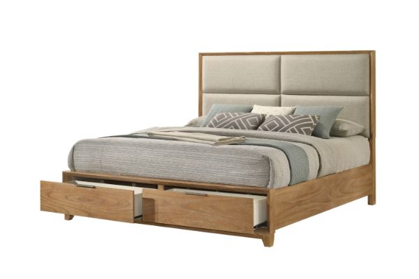 Picture of BRYDEN  Solid Wood Bed Frame with Storage Drawers - Queen Size
