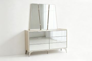 Picture of MIRORA 6-Drawer Mirrored Dresser with Mirror