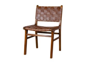 Picture of  [FLOOR MODEL CLEARANCE] NOELLE Natural Cow Leather Solid Teakwood Chair