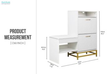 Picture of  [FLOOR MODEL CLEARANCE] ZAKI 2-Drawer Shoe Storage Cabinet with Cushioned Seat & LED Lighting