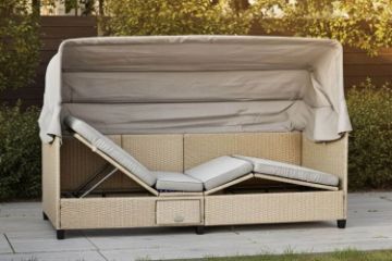 Picture of [FLOOR MODEL CLEARANCE] COSTA Adjustable Outdoor Lounge Day Bed with Canopy