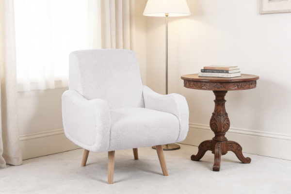 Picture of  [FLOOR MODEL CLEARANCE] CLOUDTOP Teddy Fabric Lounge Chair (White)