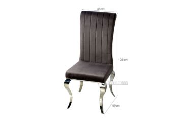Picture of [FLOOR MODEL CLEARANCE] AITKEN Stainless Frame Velvet Dining Chair (Dark Grey)