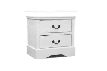 Picture of [FLOOR MODEL CLEARANCE] LOUIS 2-Drawer Hevea Wood Bedside Table with LED Lighting (White)