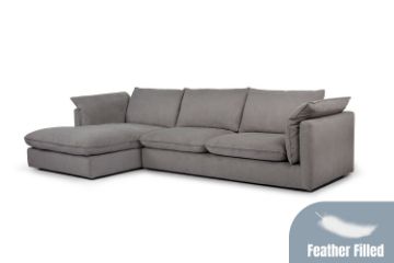 Picture of [FLOOR MODEL CLEARANCE]  SERENA Feather-Filled Sectional Fabric Sofa - Chaise Facing Left